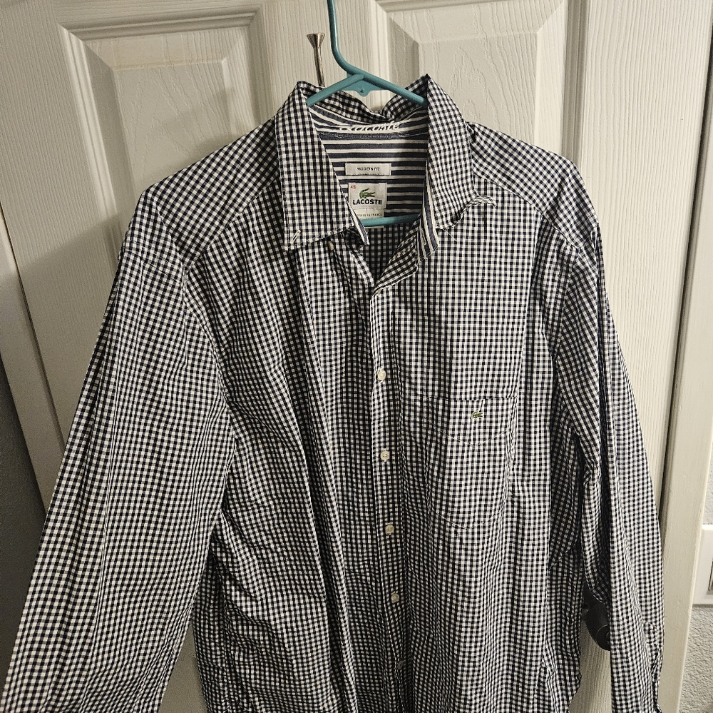 Lacoste Men's checkered Long Sleeve Shirt